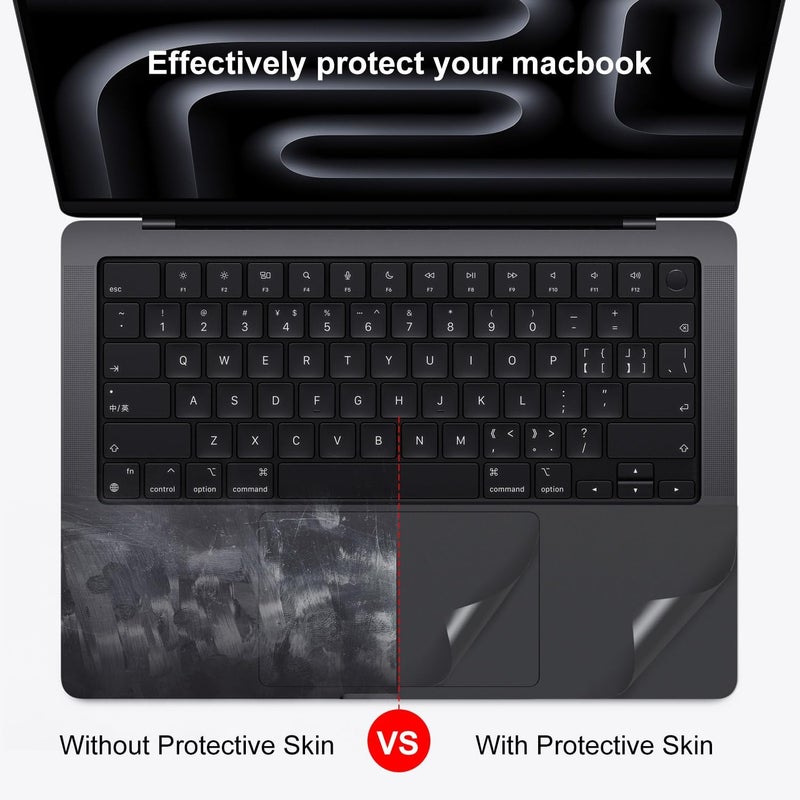 CASEDAO غطاء راحة اليد مع واقي لوحة اللمس لجهاز MacBook Pro 14 بوصة 2025-2023 M5 M4 M3 Pro Max A3434 A3112 A3401 A3185 A2992 A2918، ملصقات واقية لراحة المعصم - أسود فضائي - Image 3